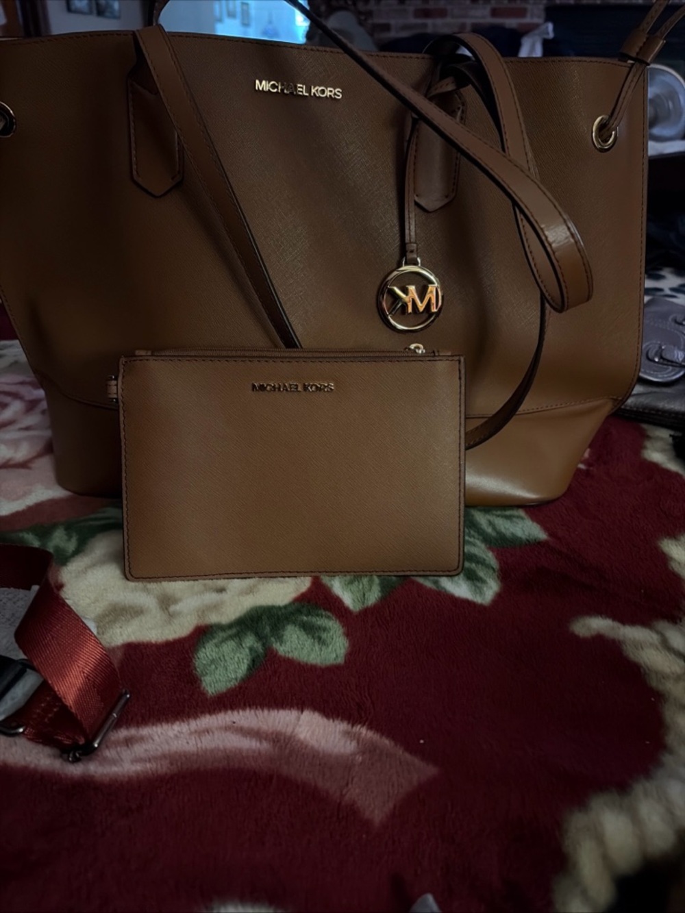 Michael Kors Tan Saffiano Leather Tote with Matching Pouch